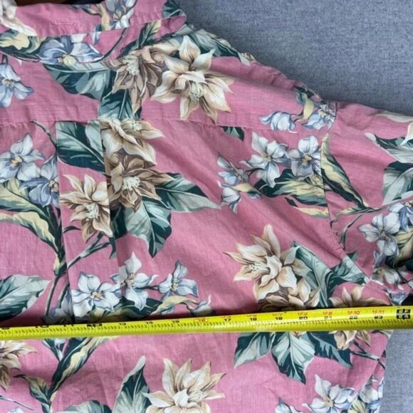 Reyn Spooner Hawaiian Shirt Button Down Rare Reverse Pink Floral fits XL - Picture 5 of 6
